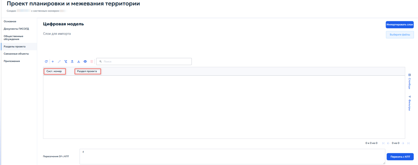 Рисунок 94 — Таблица разделов проекта.